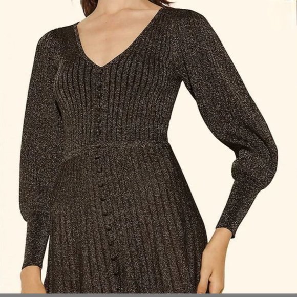 SANDRO Paris Aure Metallic Long Lurex Knit Dress! - Picture 10 of 16